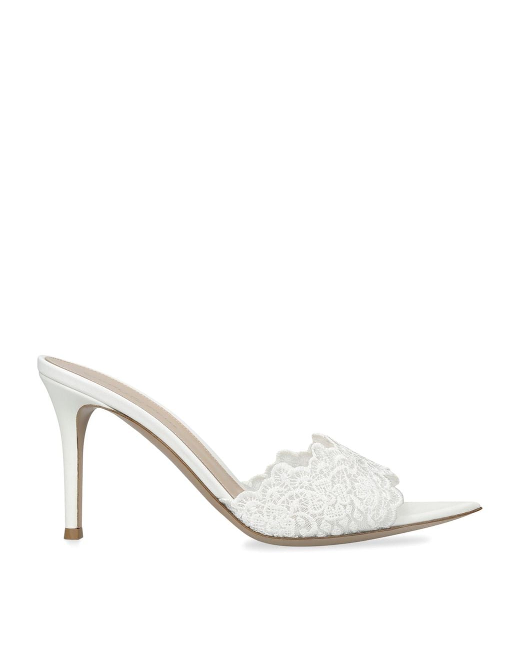 Gianvito Rossi White Lace Yvonne Mules 85
