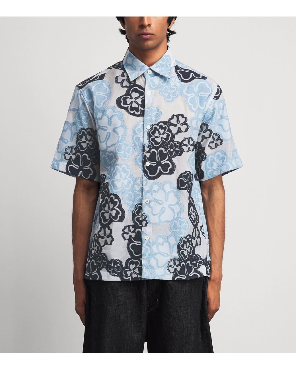 NN07 Blue Floral Jacquard Freddy Shirt for men