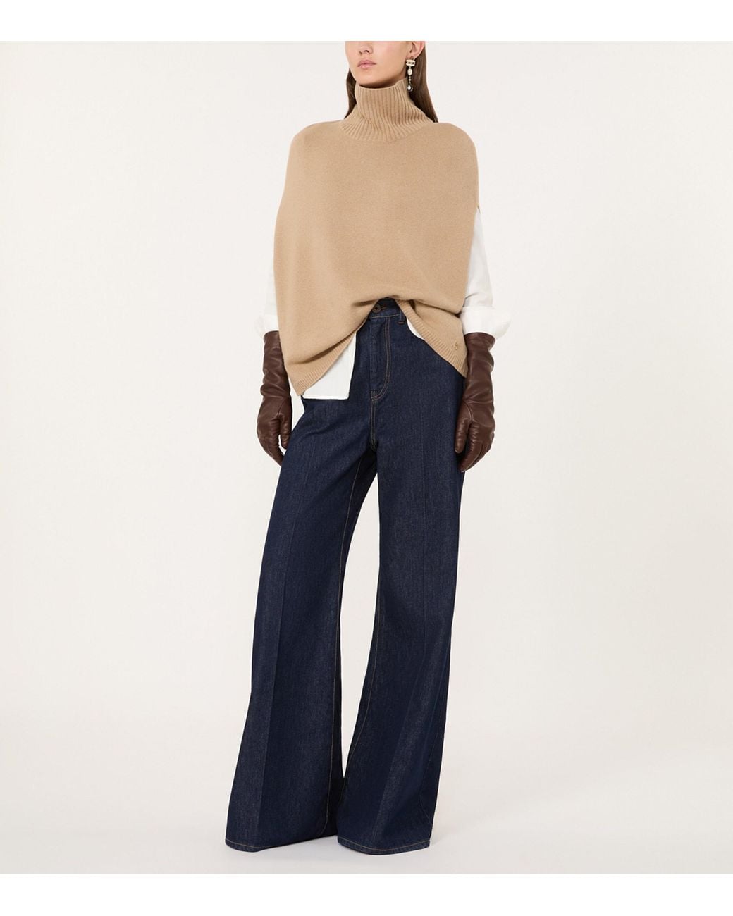 Weekend by Maxmara Natural Cashmere Knitted Funnel-Neck Cape