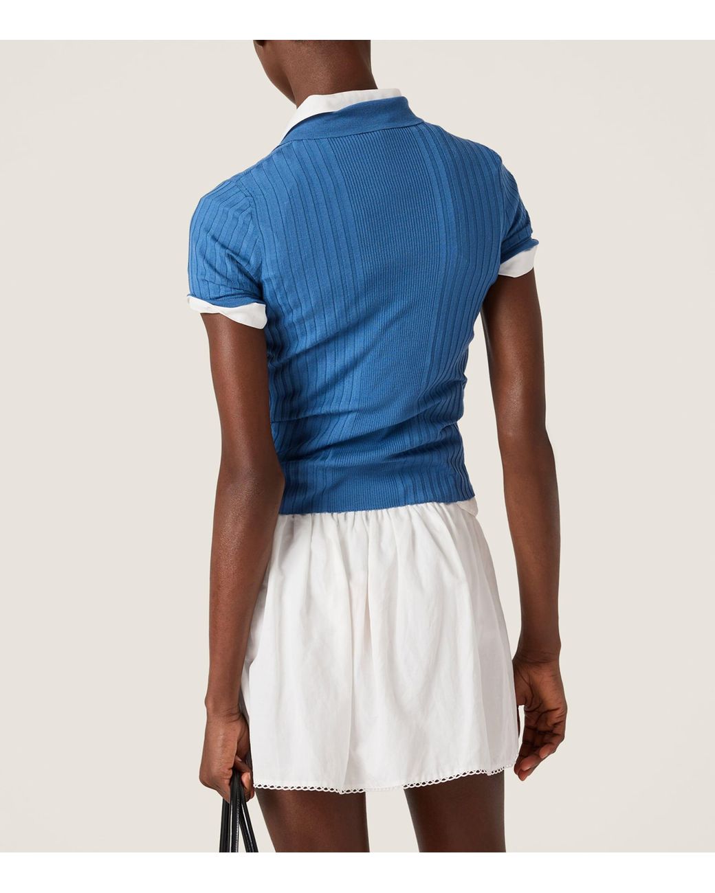 Miu Miu Blue Wool Logo Polo Shirt