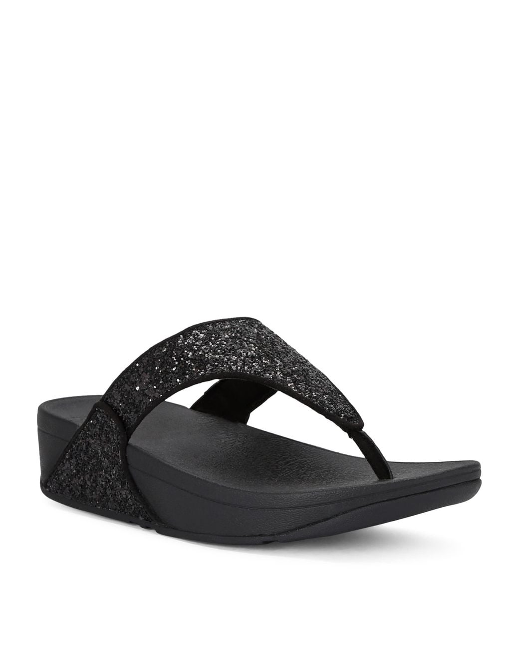 Fitflop Black Lulu Glitter Rhinestone-Embellished Woven Sandals