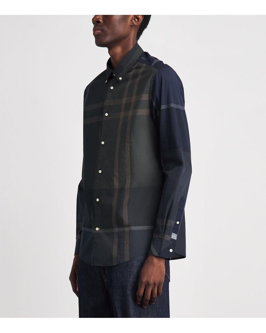 Barbour Blue Cotton Oversized Tartan Dunoon Shirt for men