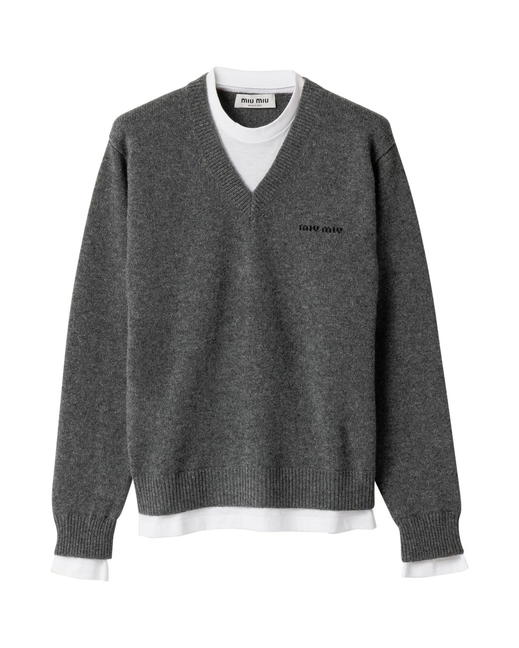 Miu Miu Gray Cashmere Trompe-L'Oeil Sweater
