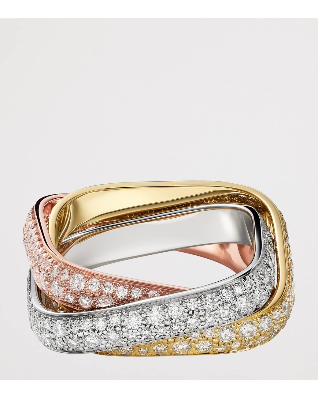 Cartier Metallic Mixed And Diamond Classic Trinity Cushion Ring