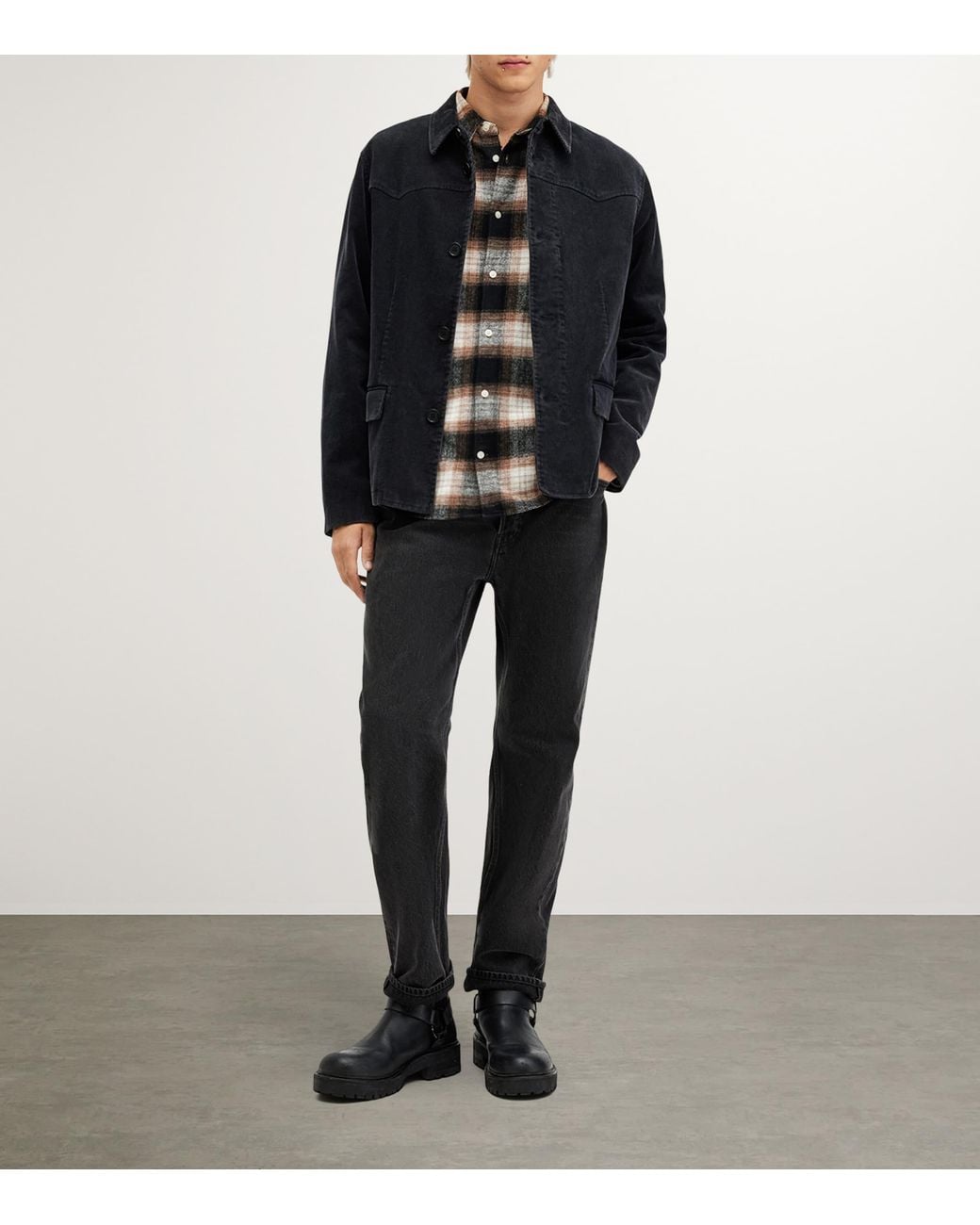 AllSaints Black Cotton Mercy Shirt for men
