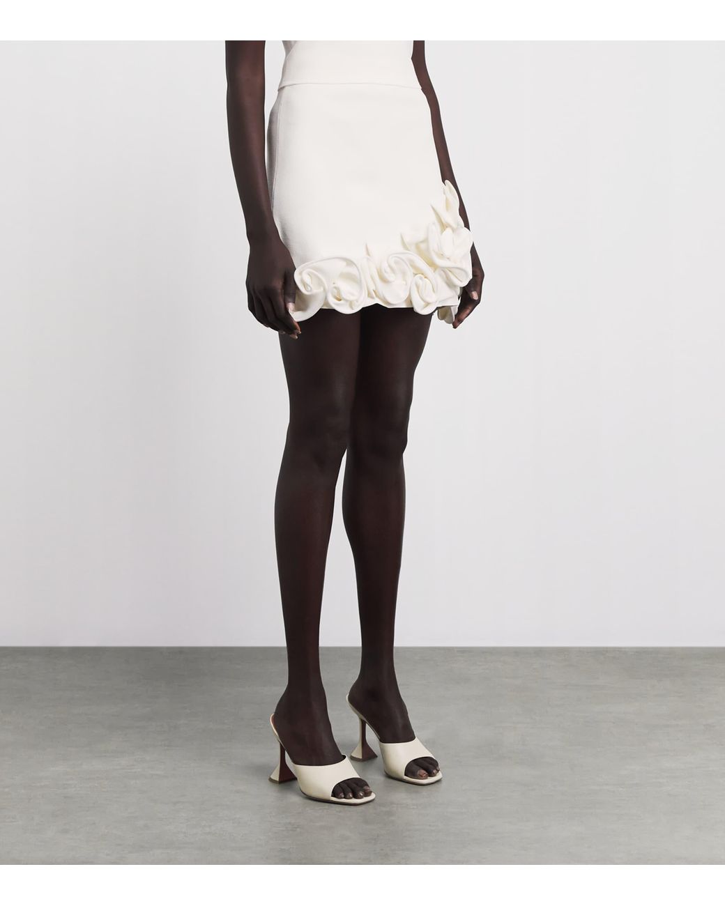 Sandro White Knitted Floral Mini Skirt