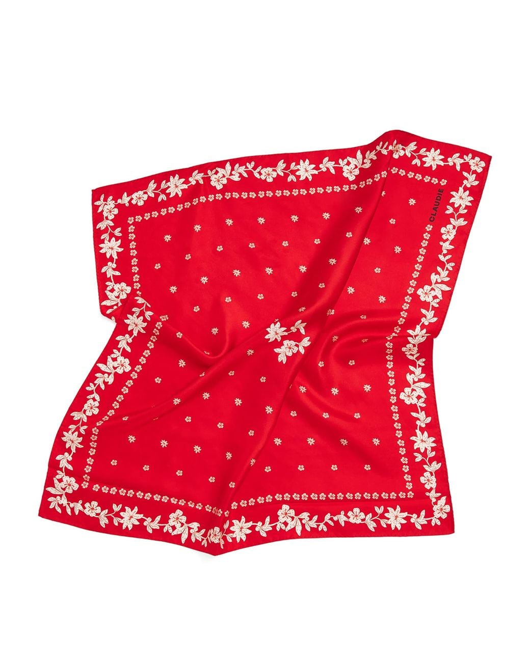 Claudie Pierlot Red Silk Printed Square Scarf
