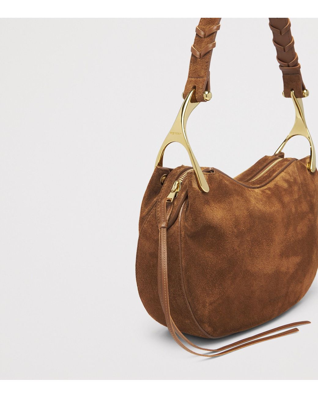 McQueen Brown Suede Wishbone Shoulder Bag