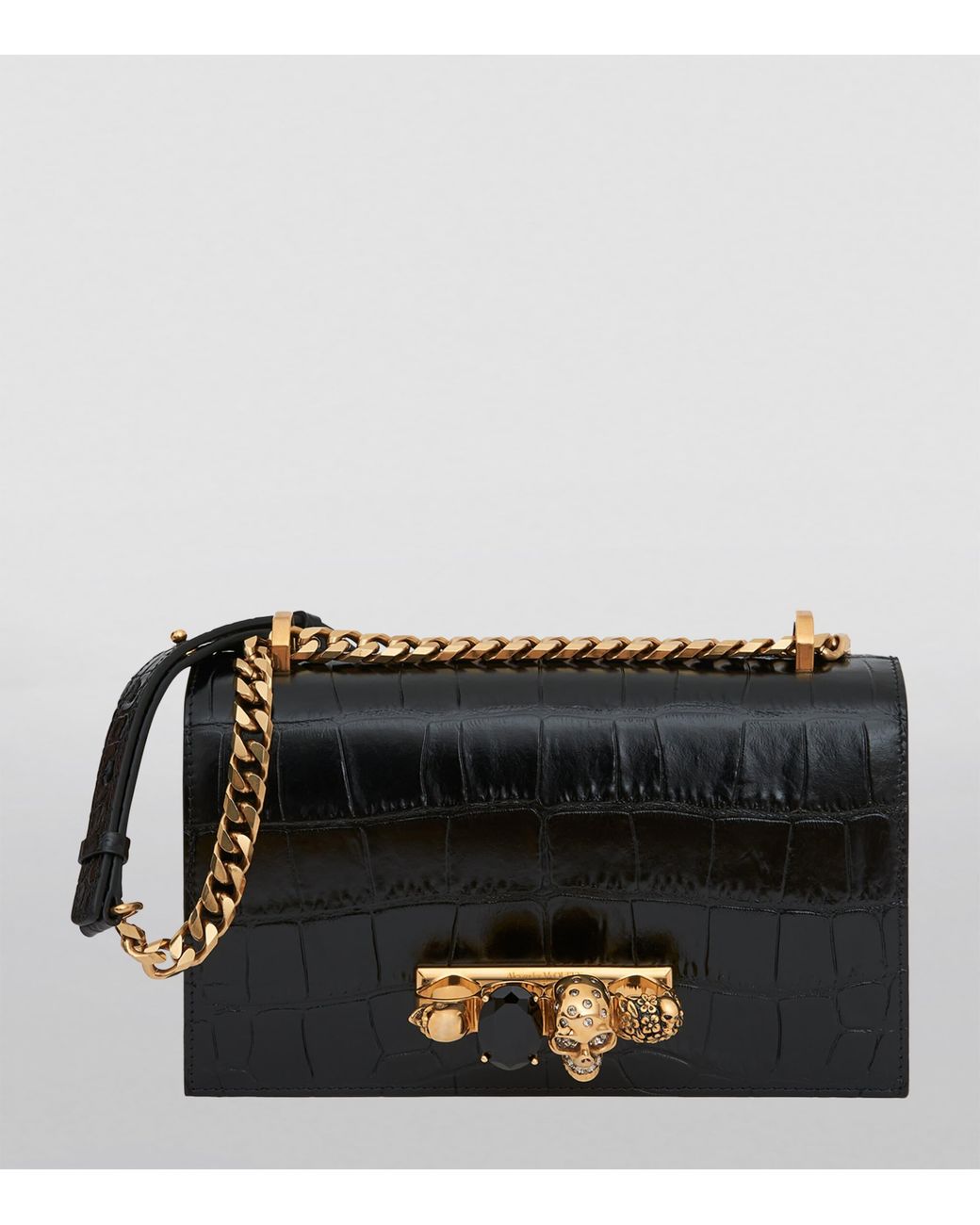 McQueen White Leather Jewelled Satchel Bag
