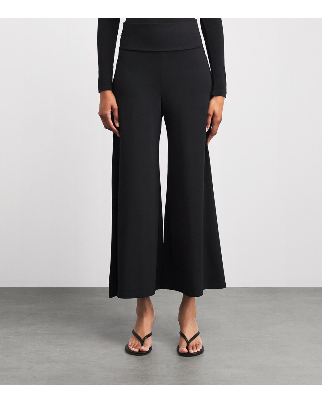 ME+EM Black Cropped Very Wide Palazzo Trousers