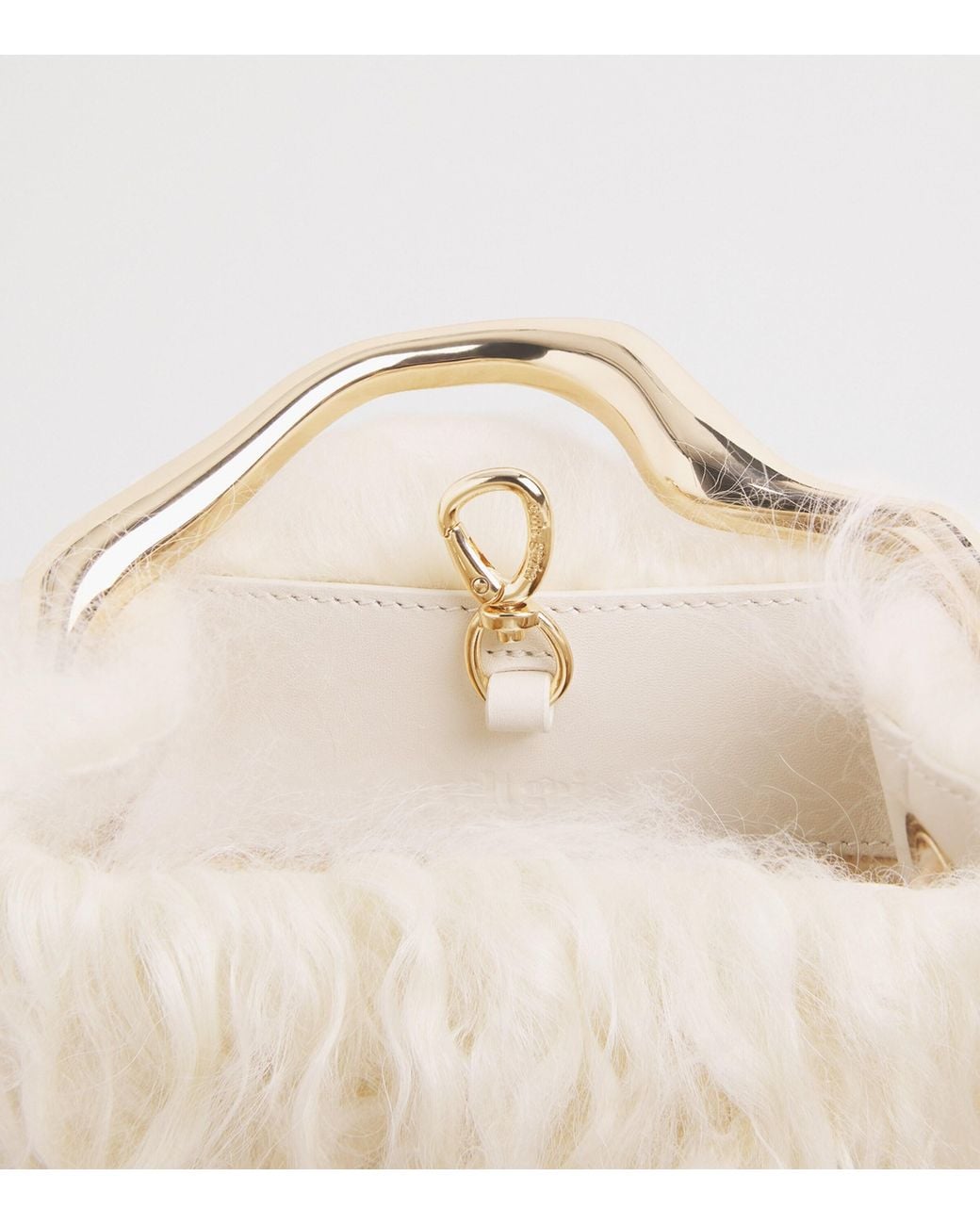 Cult Gaia Natural Mini Shearling Solene Top-Handle Bag