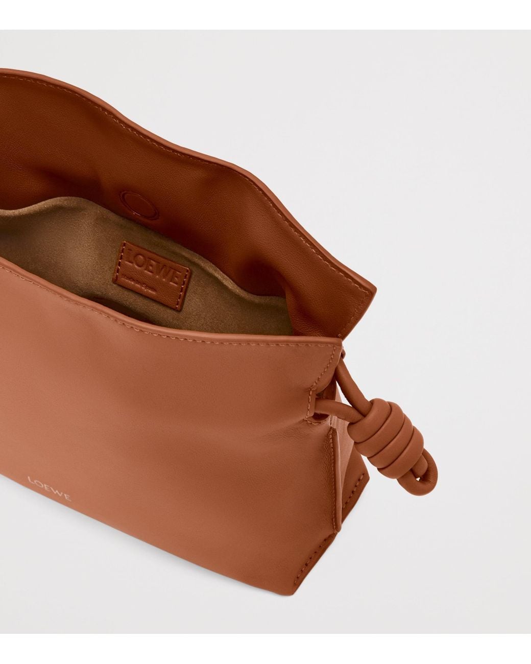 Loewe Brown Mini Leather Flamenco Clutch Shoulder Bag