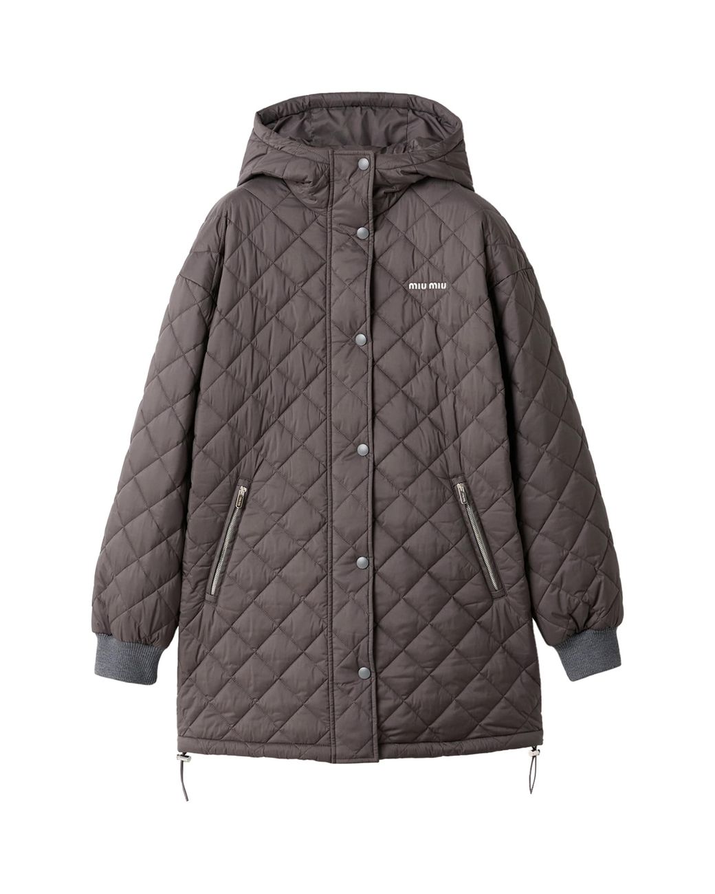 Miu Miu Gray Technical Ponge Down Quilted Coat