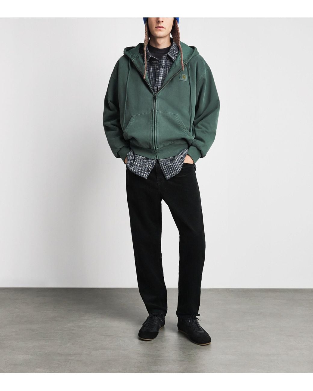 Carhartt Green Cotton Logo Vista Zip-Up Hoodie for men