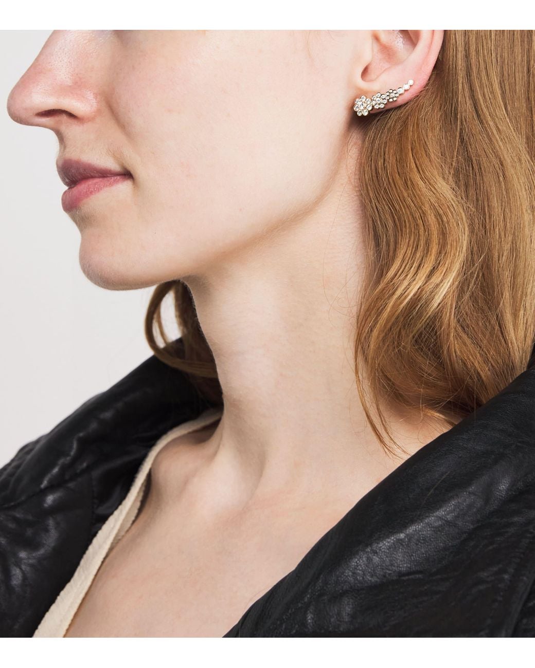 Sophie Bille Brahe Metallic And Diamond Left Croissant Fleur Single Earring