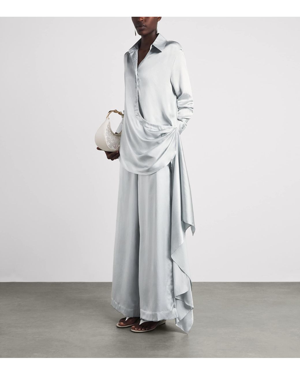 Abadia White Satin Trousers