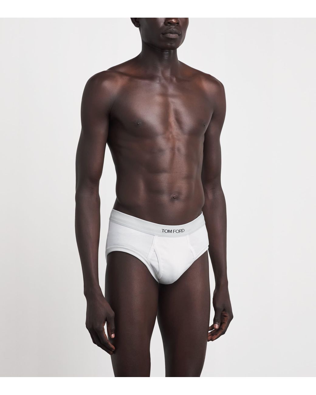 Tom Ford White Stretch-Cotton Logo Briefs for men