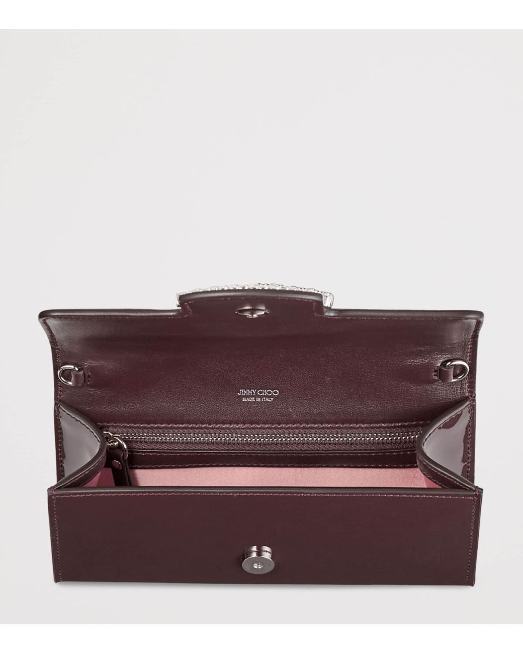 Jimmy Choo Purple Bing Patent Leather Wallet-On-Chain