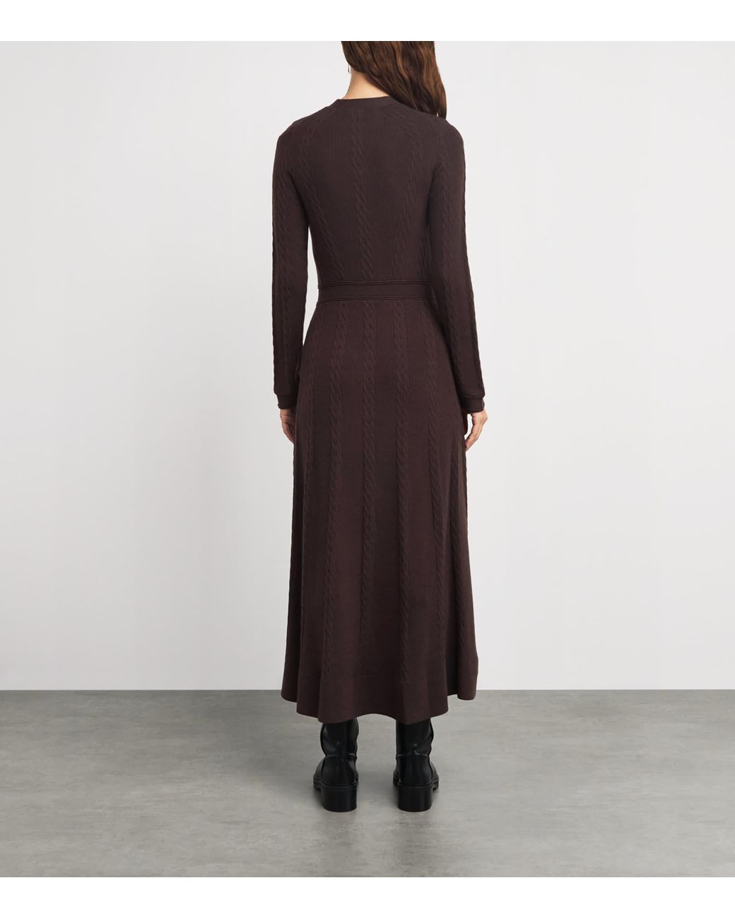 long sleeve burgundy knit dress Zara Collared Long-sleeved Knit Dress