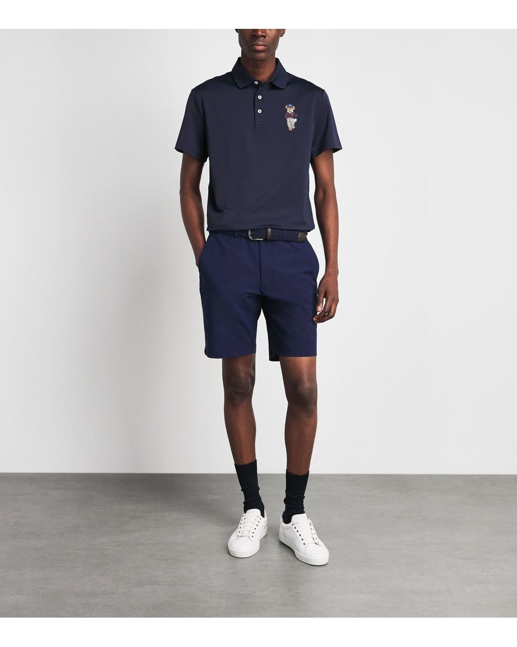 Ralph Lauren Blue Tailored-Fit Polo Bear Performance Polo Shirt for men