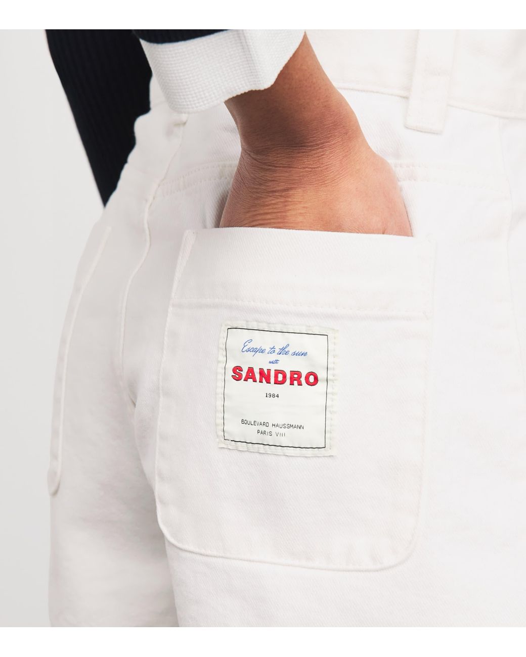 Sandro White Denim High-Waist Shorts