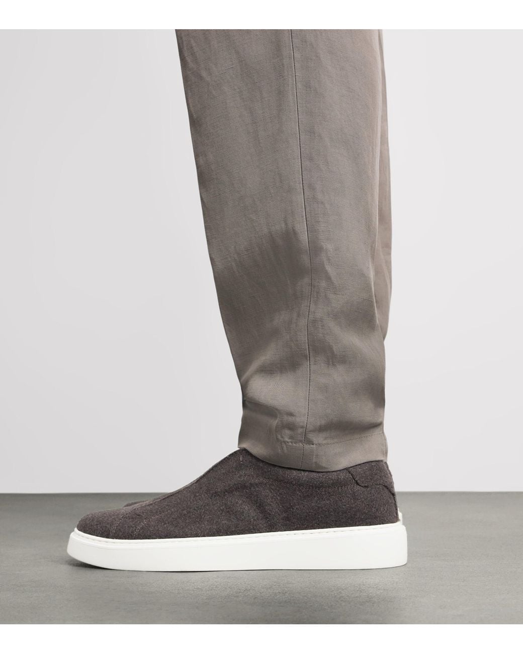 Eleventy Brown Flannel Slip-On Sneakers for men