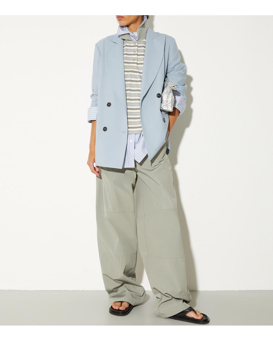 MAX&Co. Blue Oversized Embroidered Stripe Shirt