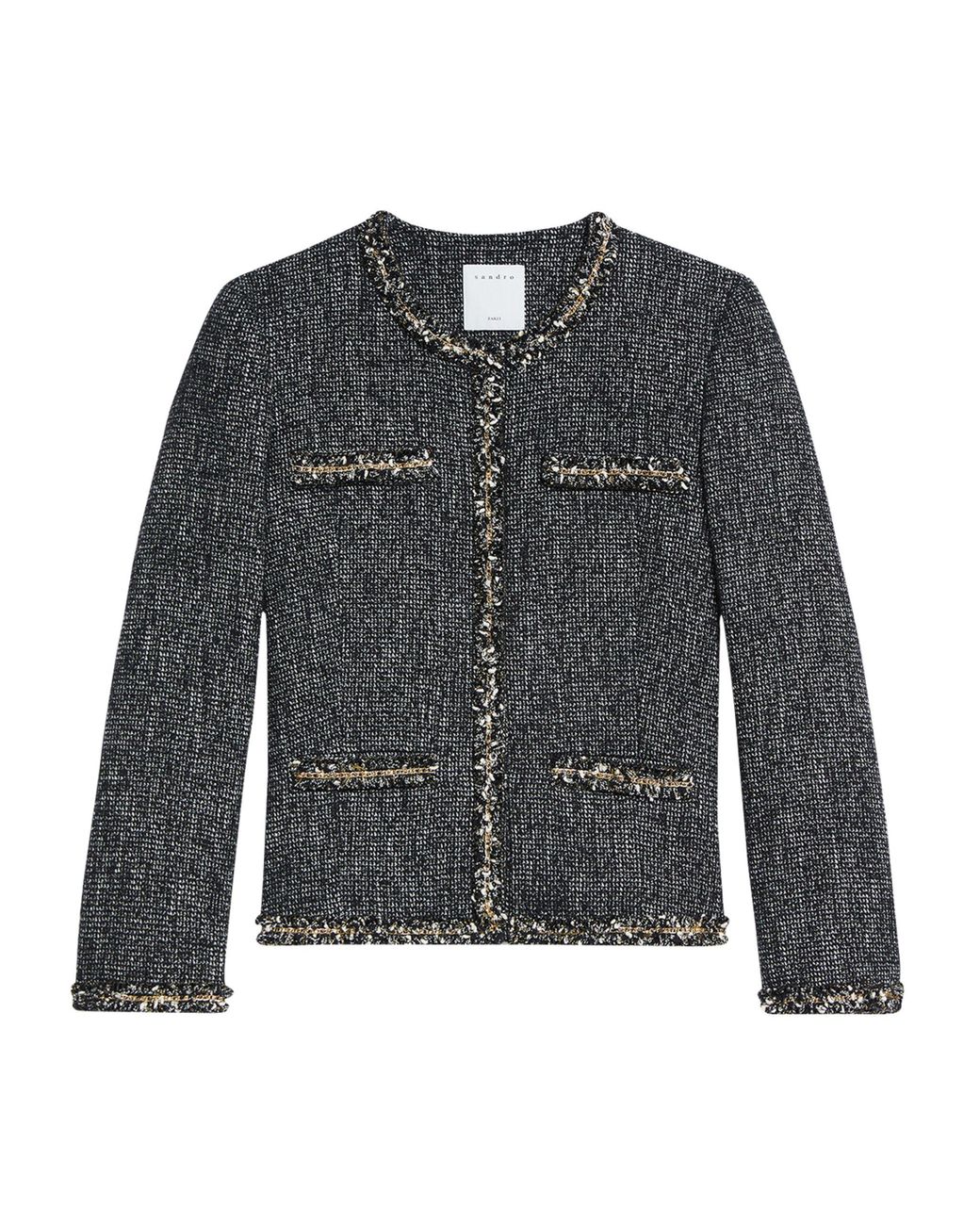Sandro Tweed Jacket in Black Lyst