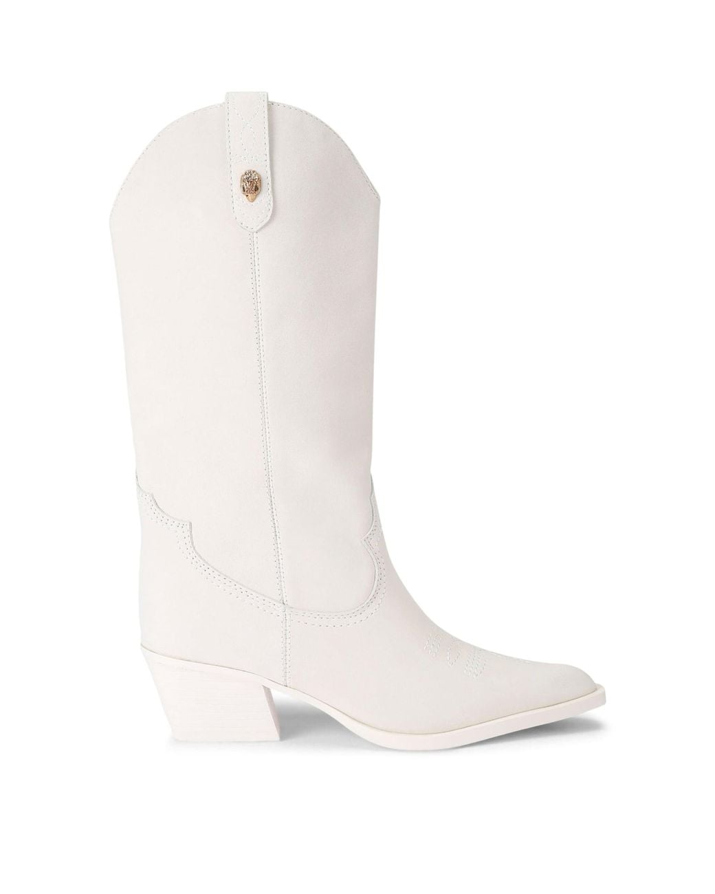 Kurt Geiger White Leather Kurt's Cabana Kiss Cowboy Boots