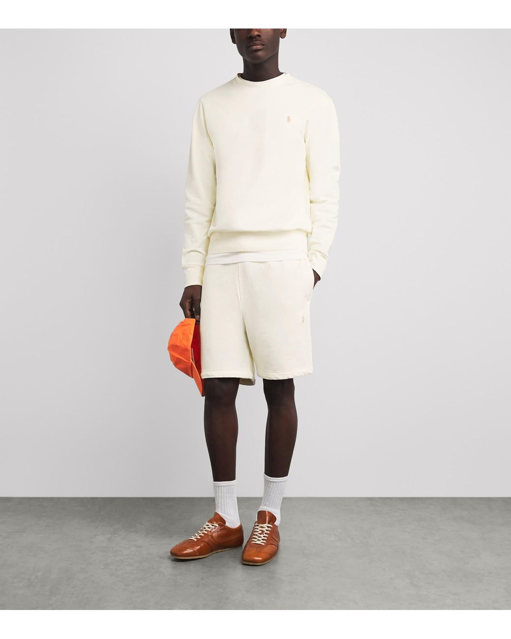 Polo Ralph Lauren White Cotton Loopback Fleece Sweatshirt for men