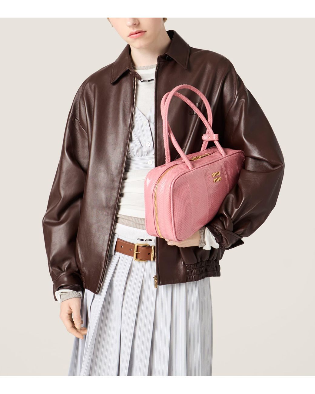 Miu Miu Brown Nappa Leather Jacket