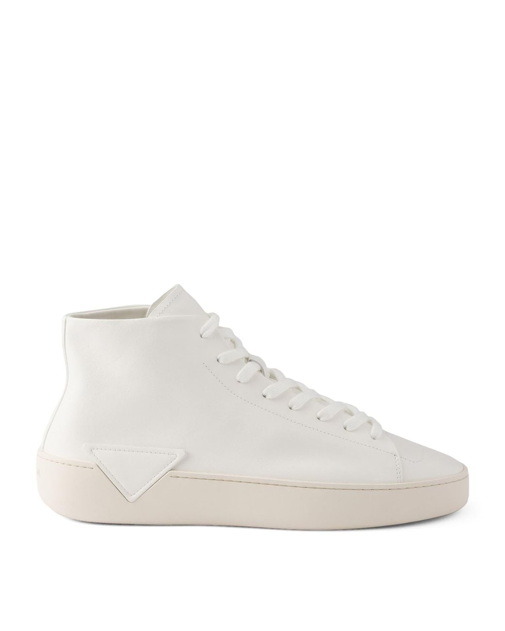 Prada White Leather Court High-Top Sneakers for men