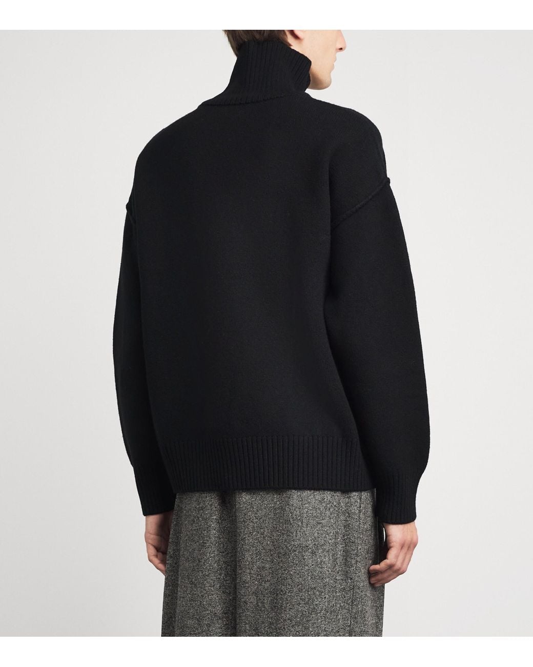AMI Black Virgin Wool Ami De Coeur Rollneck Sweater for men