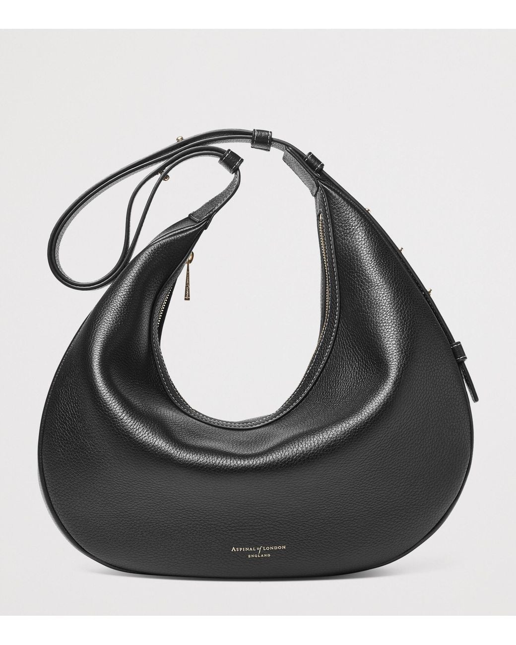 Aspinal Black Large Soho Crescent Cross-Body Bag