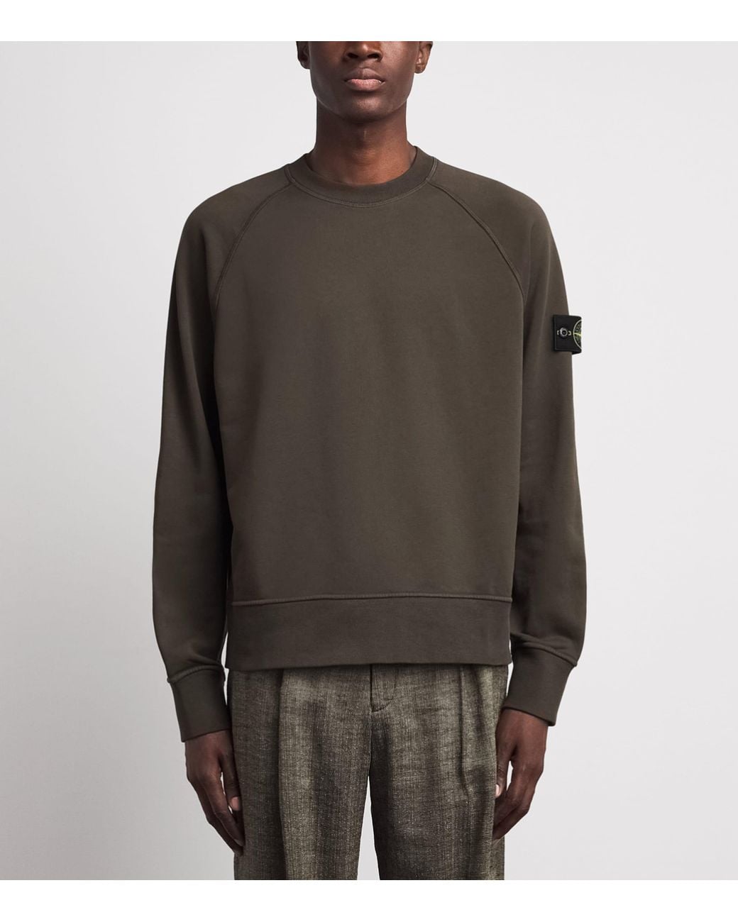 Stone Island Brown Cotton Compass Logo Sweatshirt for men