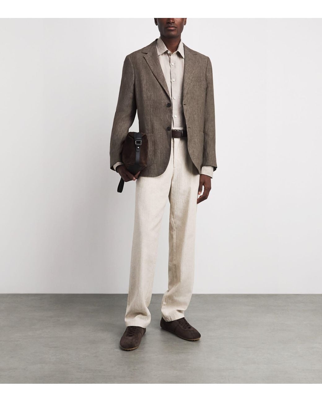 Sunspel Brown Linen Blazer for men