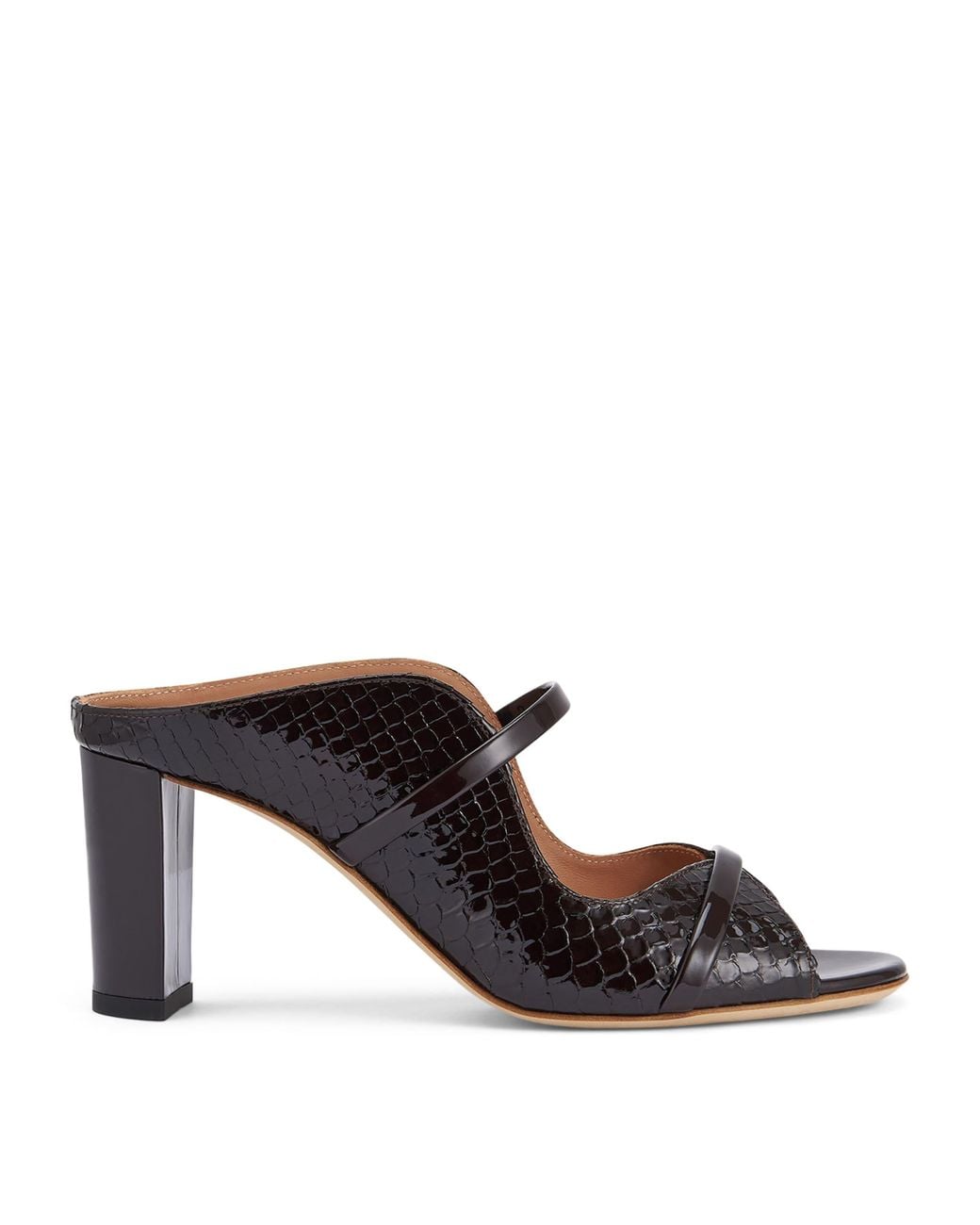 Malone Souliers Black Patent Leather Norah Heeled Sandals 70