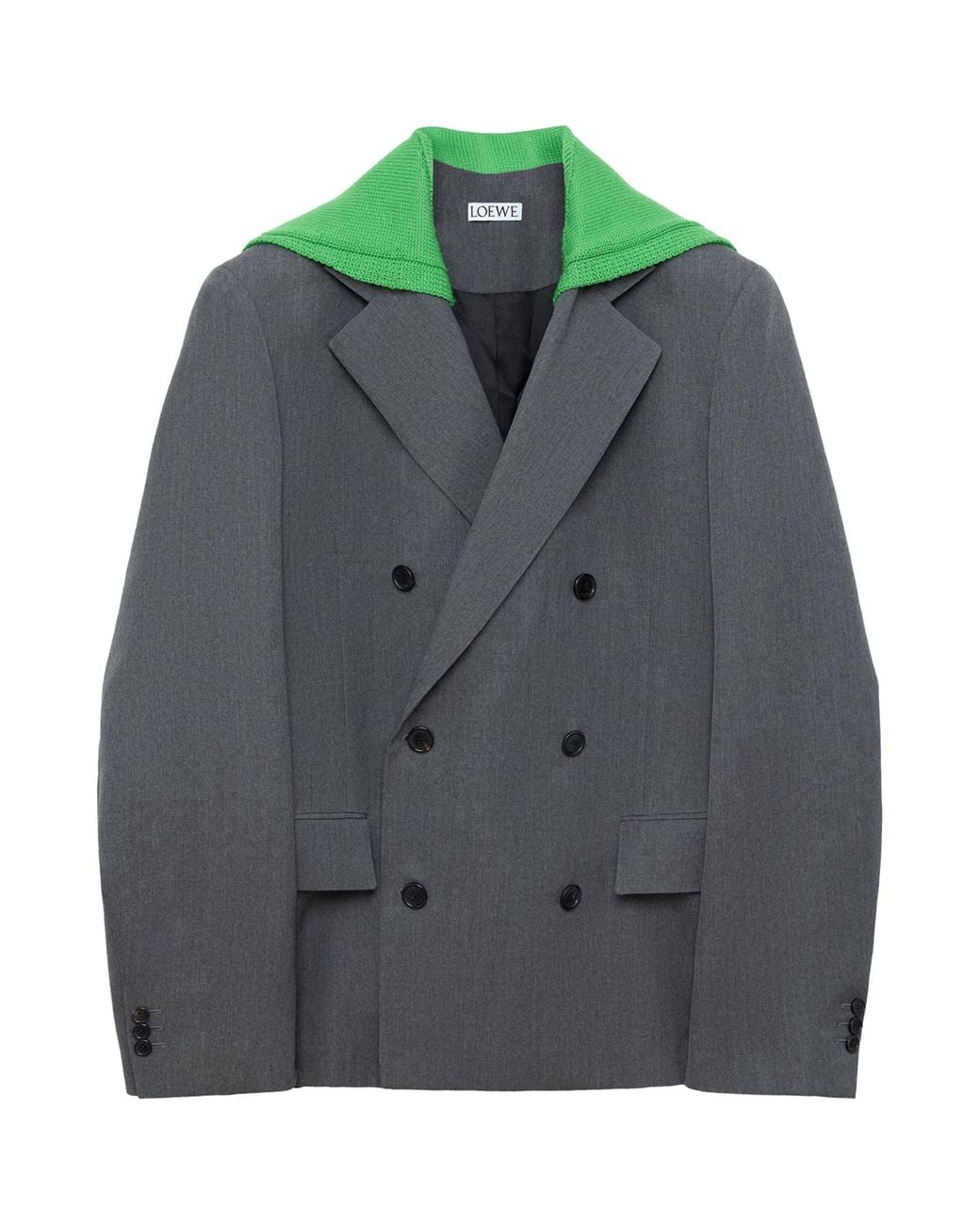 Loewe Gray Wool Layered-Sweater Effect Blazer