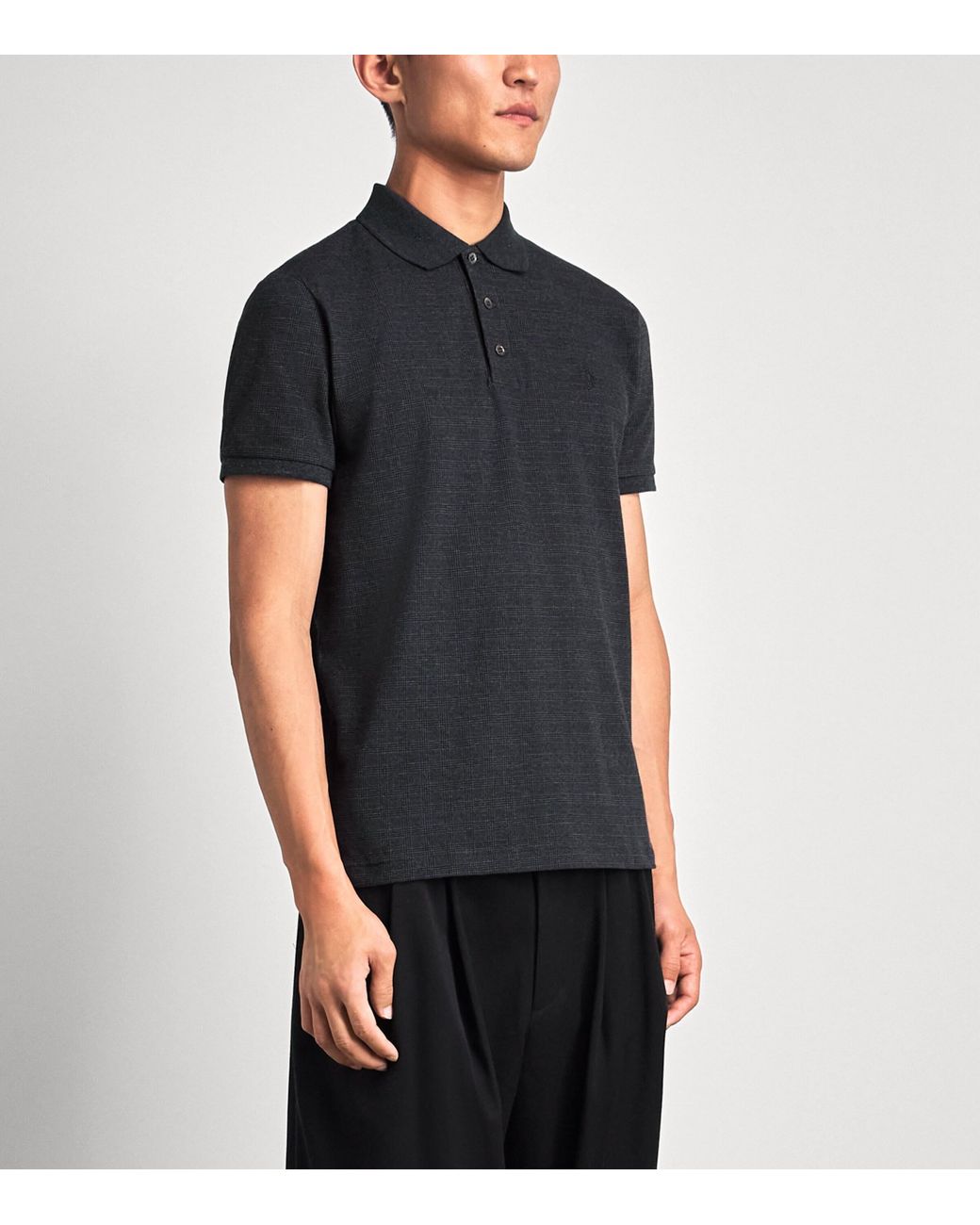 Polo Ralph Lauren Black Stretch-Cotton Check Custom-Slim Polo Shirt for men