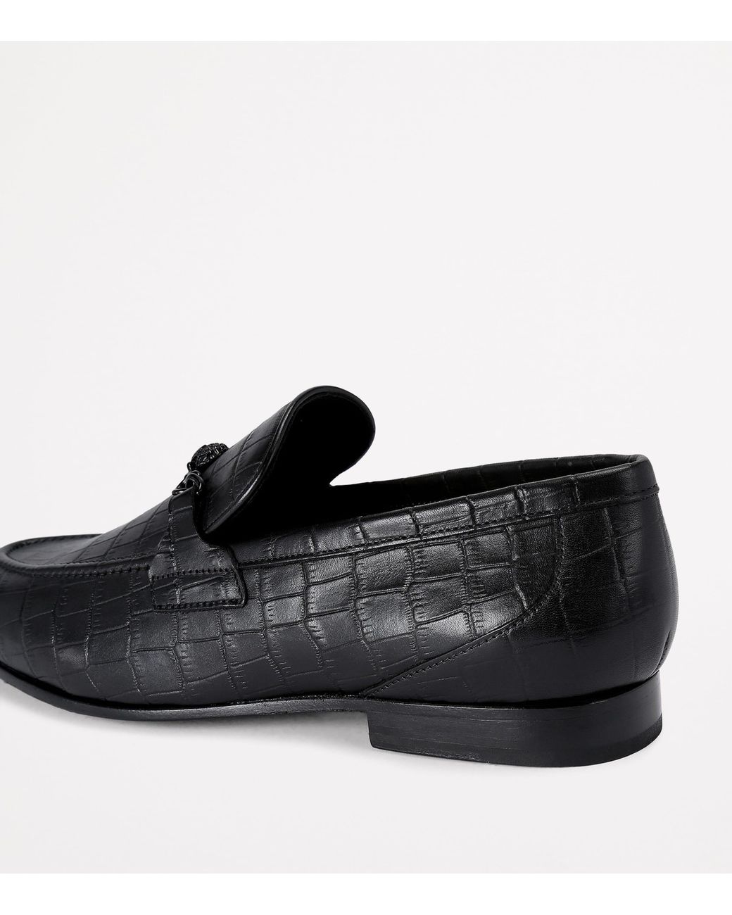 Kurt Geiger Black Croc-Embossed Alton Loafers for men
