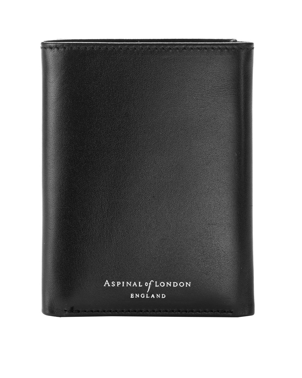 Aspinal Black Leather Trifold Wallet for men