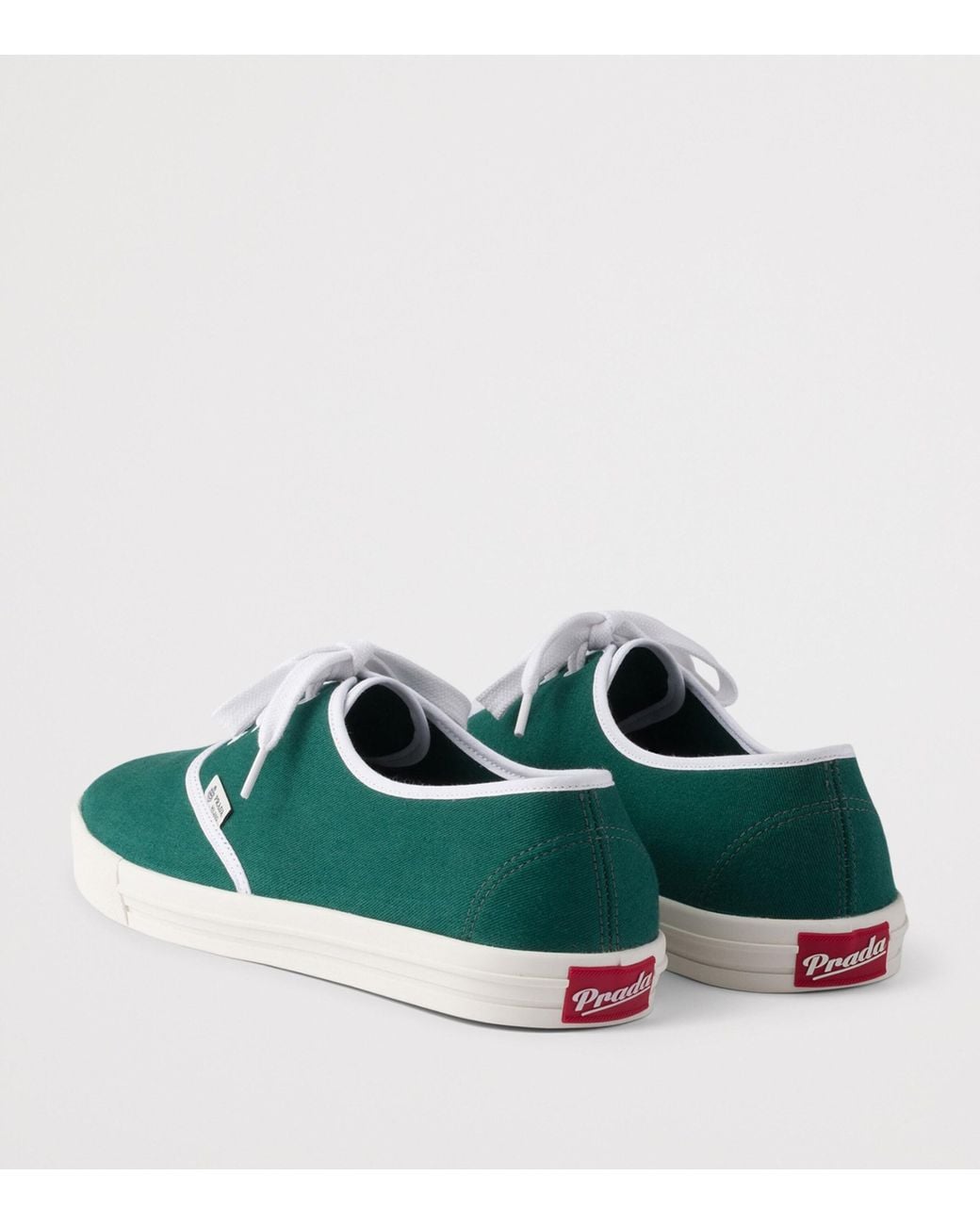 Prada Green Cotton Drill Low-Top Sneakers for men
