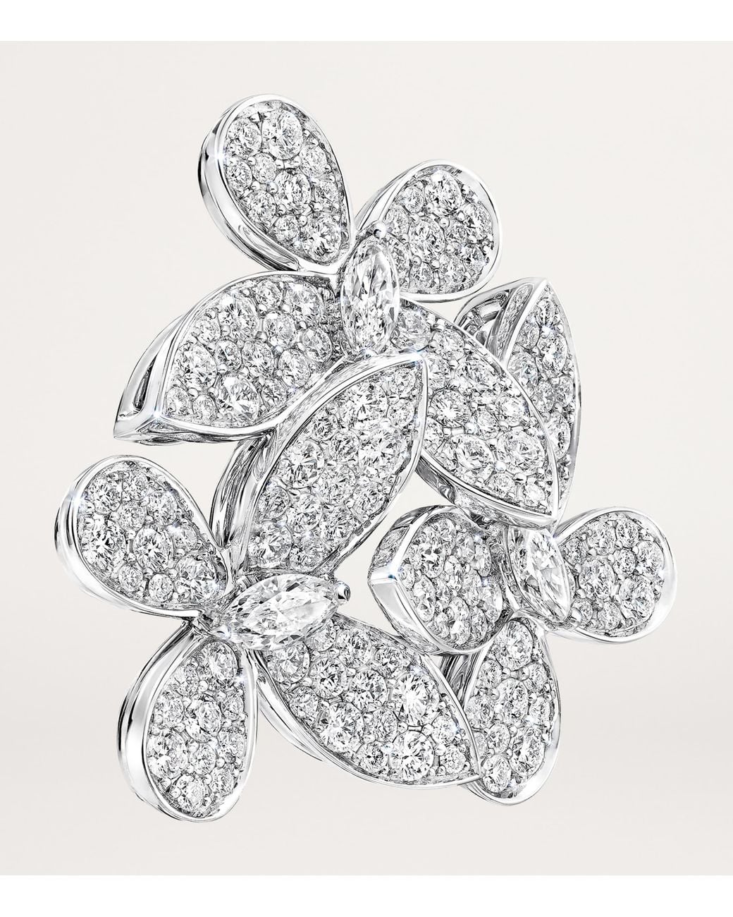 Graff White And Diamond Triple Butterfly Clip-On Earrings