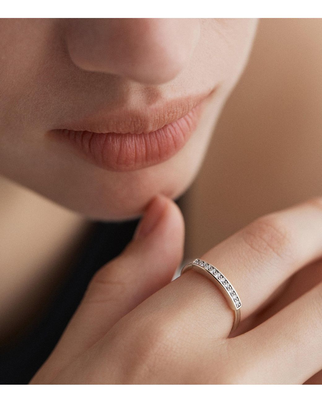 Monica Vinader Metallic Sterling And Diamond Linear Stacking Ring