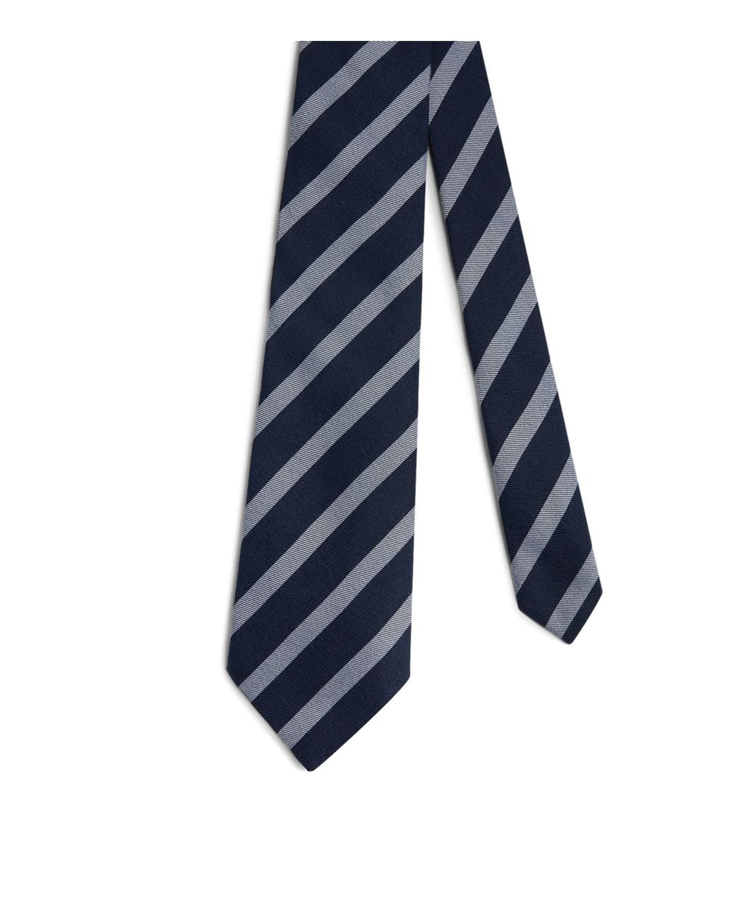 Dunhill Blue Wool-Mulberry Silk Stripe Tie for men