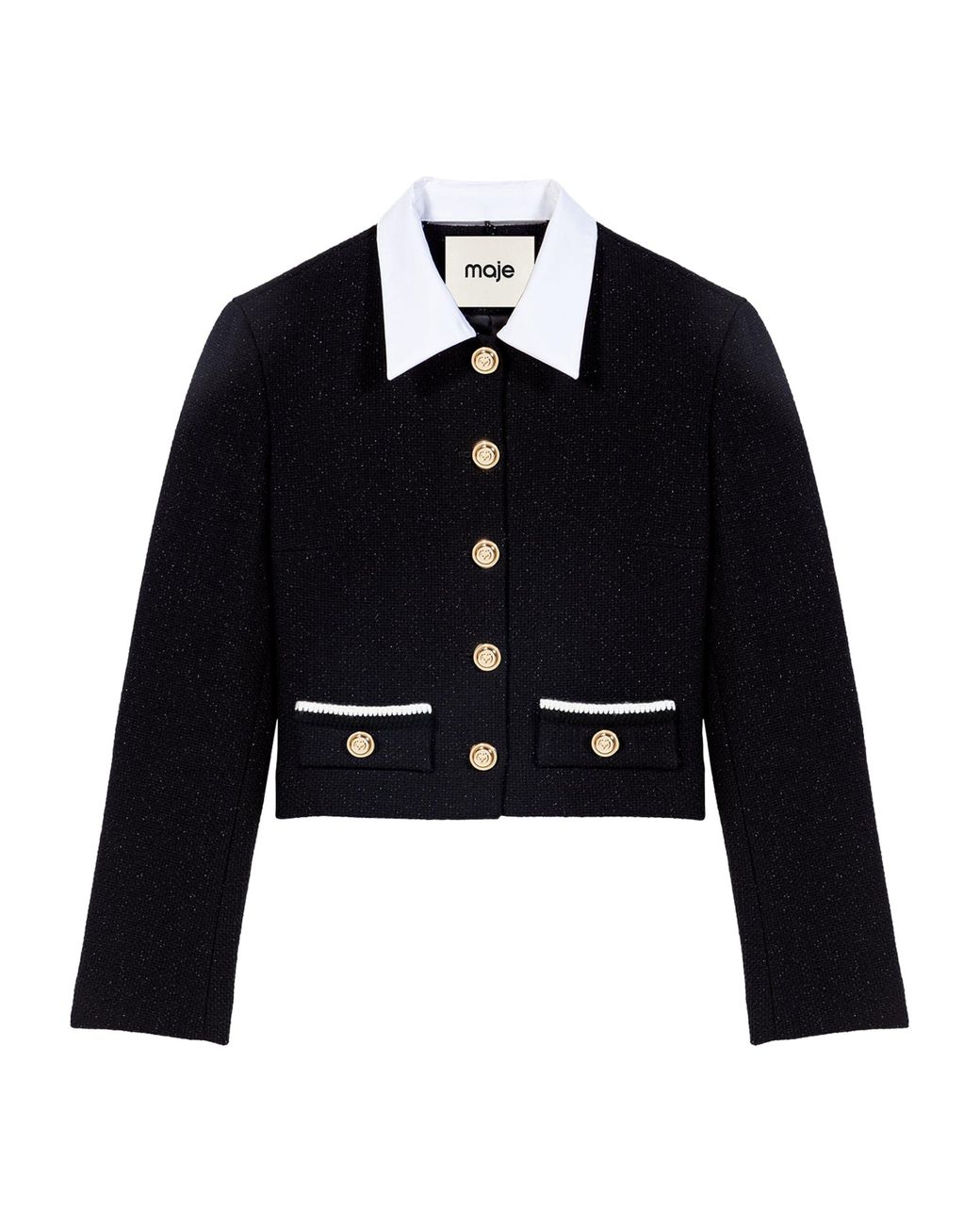 Maje Blue Knitted Glitter Jacket