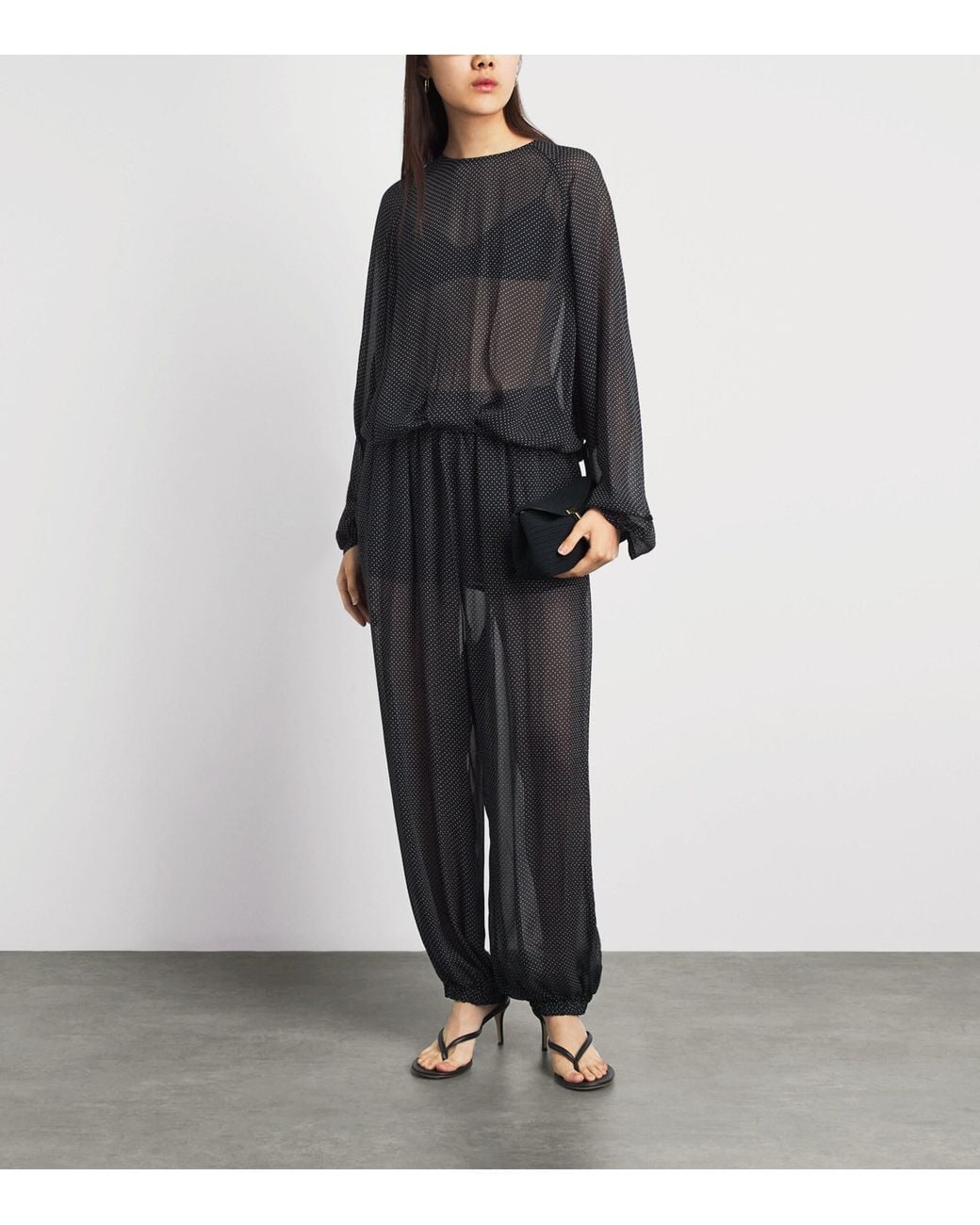 Herskind Gray Sheer Polka Dot Caterina Blouse