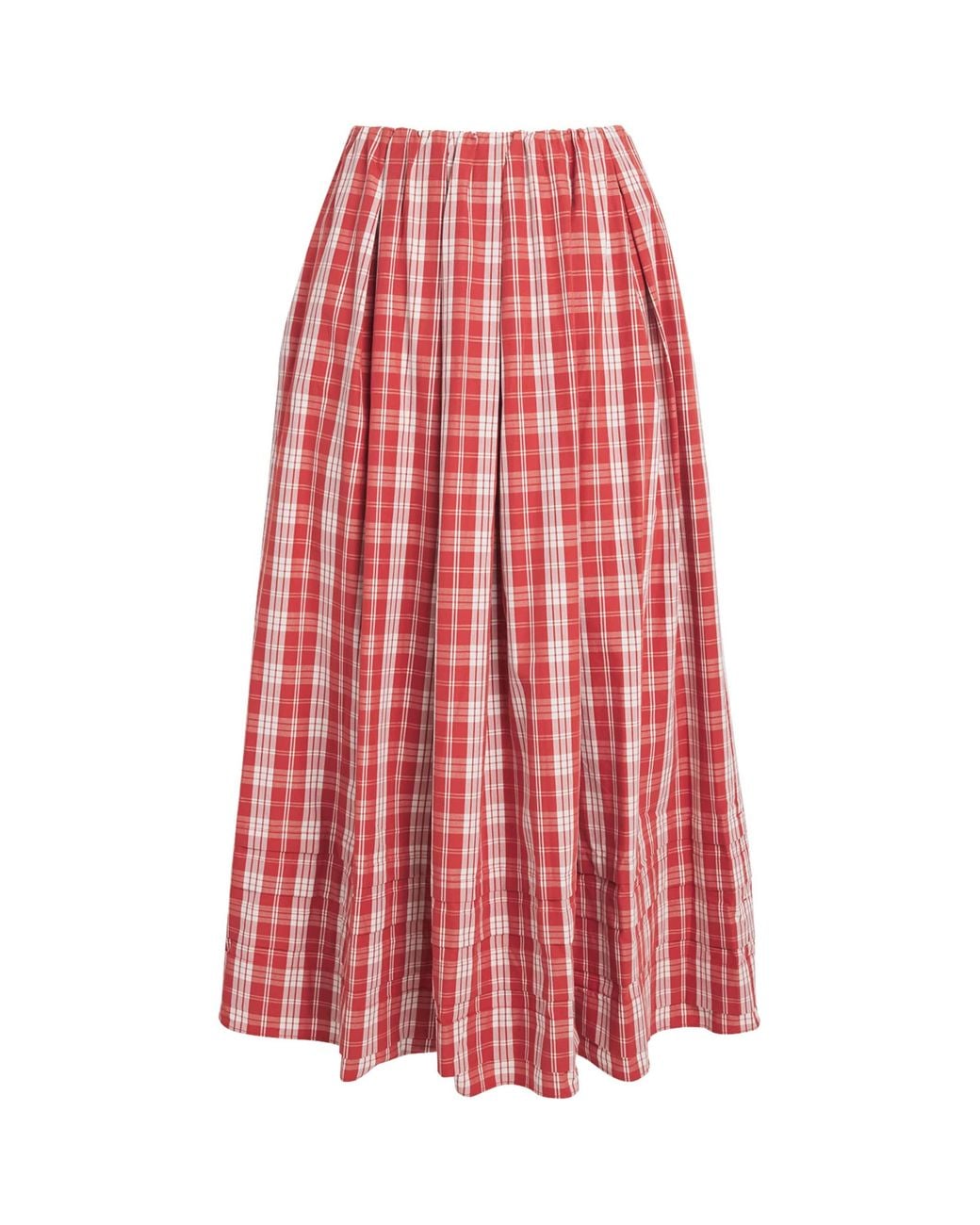 Faithfull The Brand Red Cotton Cales Midi Skirt
