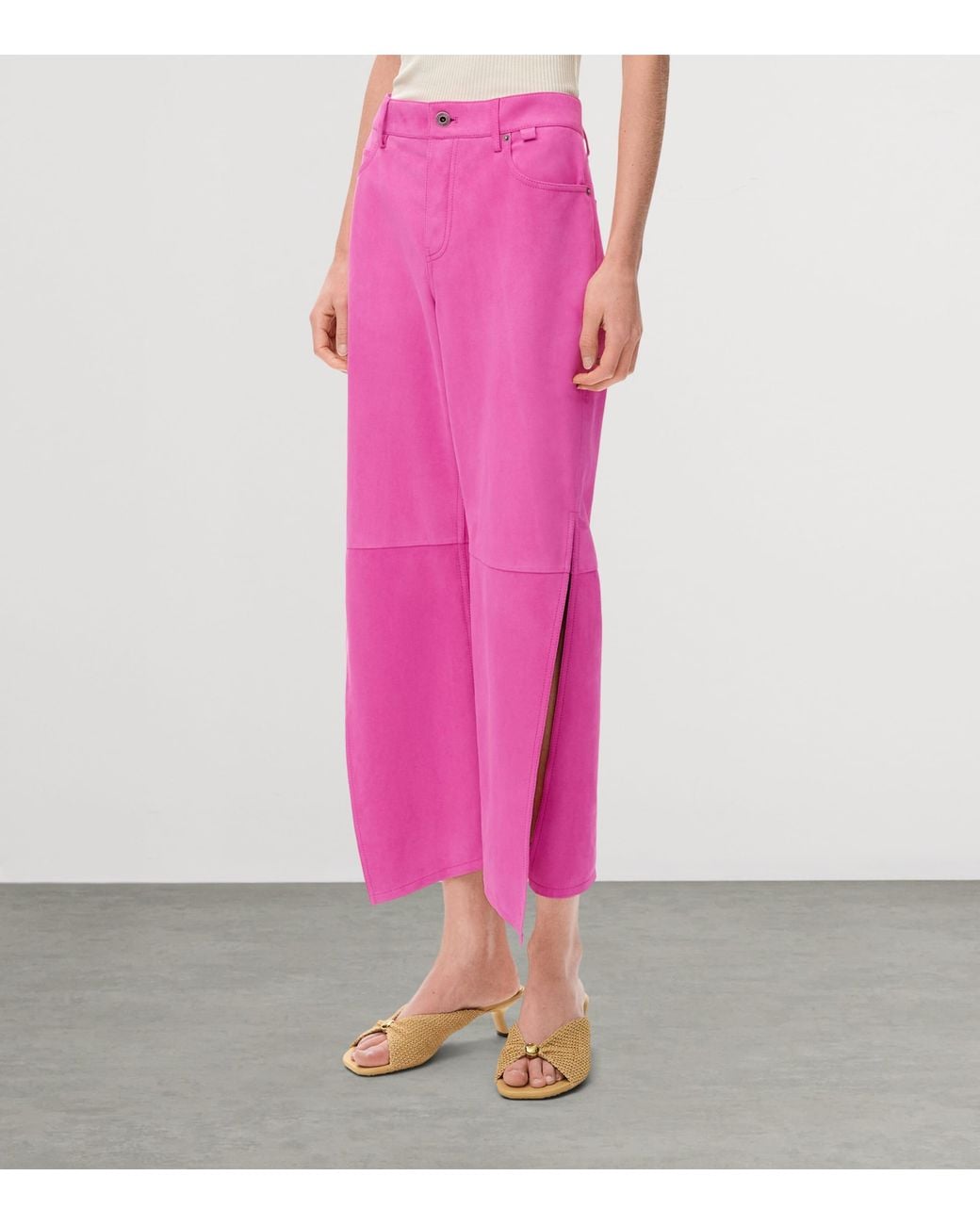 Loewe Pink X Paula's Ibiza Suede Split-Leg Flared Trousers