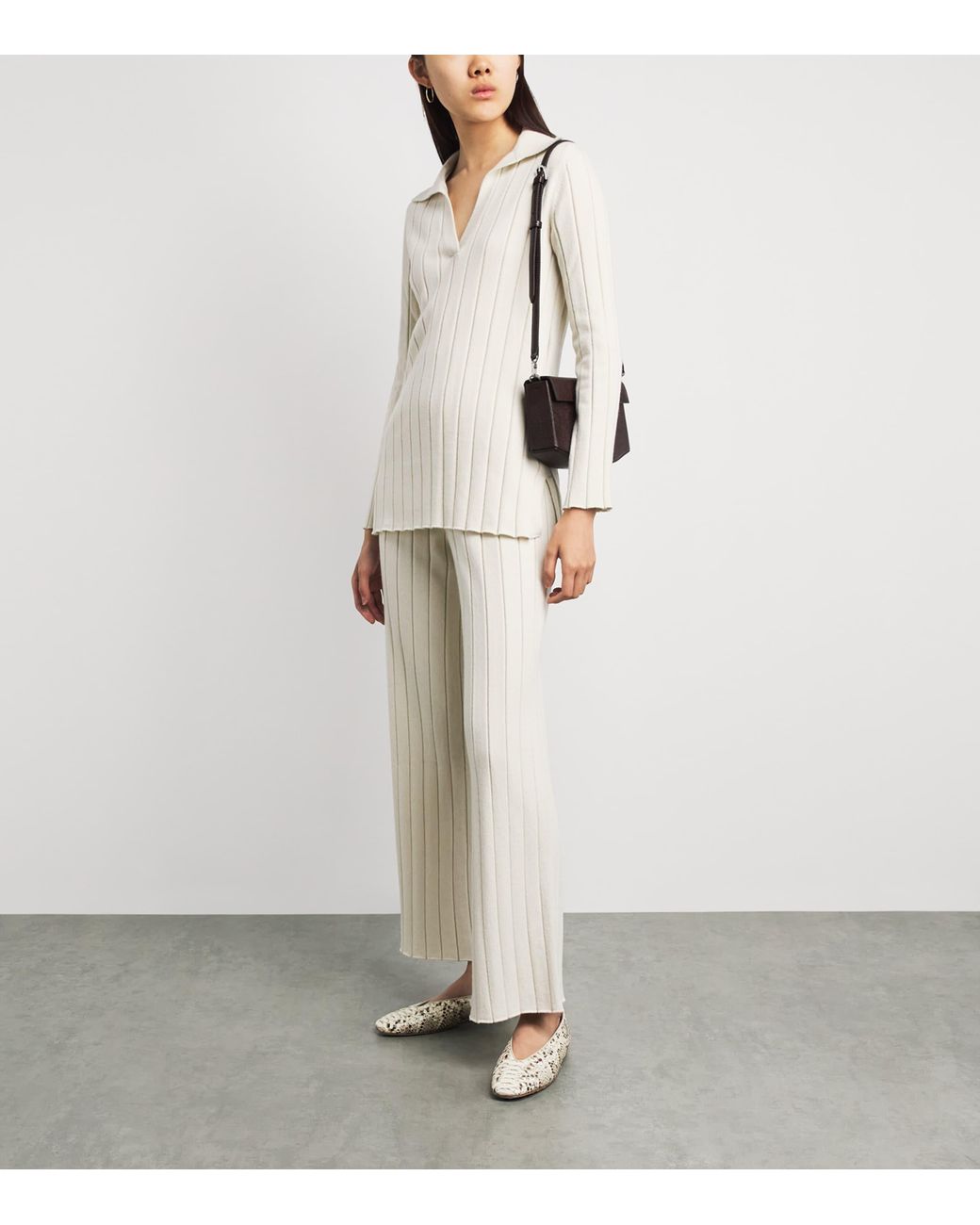 Colombo Natural Cashmere Ribbed Trousers